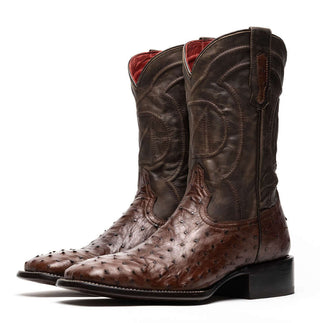 Marco Di Milano Alabama Men's Shoes Kango Tabac Exotic Ostrich Skin Cowboy Boot (MDM1221)-AmbrogioShoes