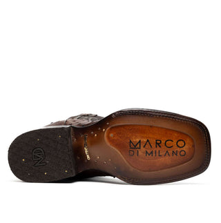 Marco Di Milano Alabama Men's Shoes Kango Tabac Exotic Ostrich Skin Cowboy Boot (MDM1221)-AmbrogioShoes