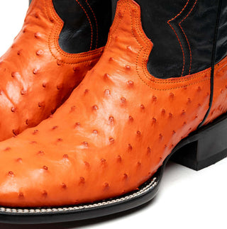 Marco Di Milano Alabama Men's Shoes Orange Exotic Ostrich Skin Cowboy Boot (MDM1224)-AmbrogioShoes