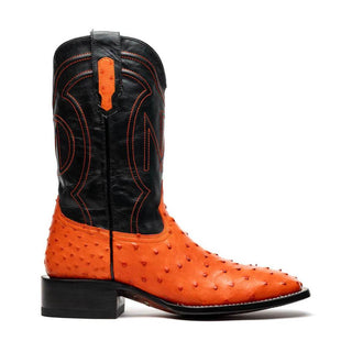 Marco Di Milano Alabama Men's Shoes Orange Exotic Ostrich Skin Cowboy Boot (MDM1224)-AmbrogioShoes