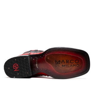 Marco Di Milano Alabama Men's Shoes Red Exotic Ostrich Skin Cowboy Boot (MDM1222)-AmbrogioShoes