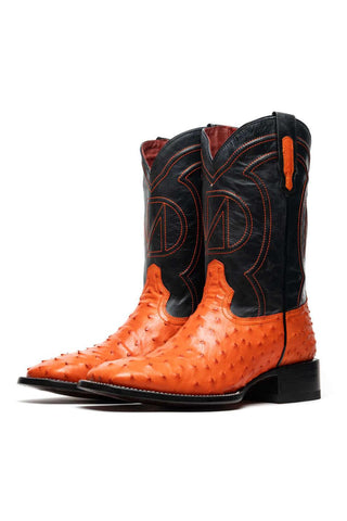 Marco Di Milano Alabama Orange Exotic Ostrich Skin Cowboy Boot (MDM1224)-AmbrogioShoes