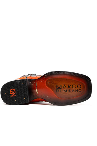 Marco Di Milano Alabama Orange Exotic Ostrich Skin Cowboy Boot (MDM1224)-AmbrogioShoes
