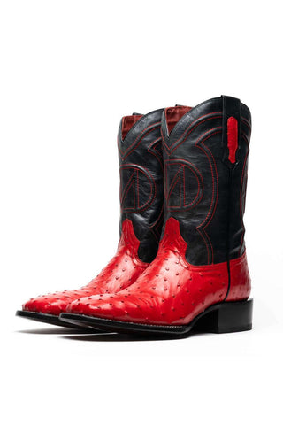 Marco Di Milano Alabama Red Exotic Ostrich Skin Cowboy Boot (MDM1222)-AmbrogioShoes