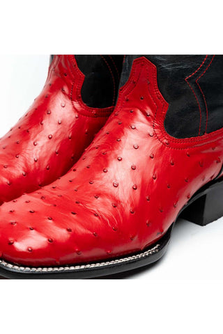 Marco Di Milano Alabama Red Exotic Ostrich Skin Cowboy Boot (MDM1222)-AmbrogioShoes