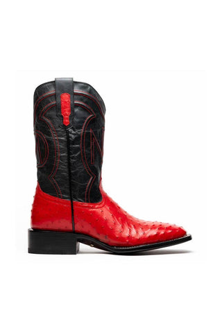 Marco Di Milano Alabama Red Exotic Ostrich Skin Cowboy Boot (MDM1222)-AmbrogioShoes
