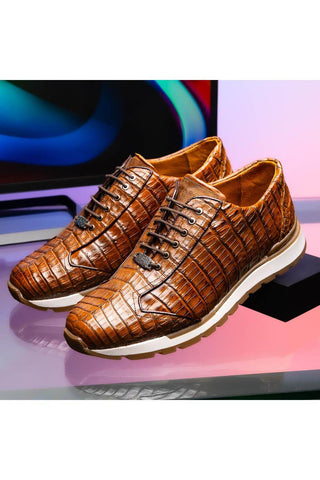 Marco Di Milano Alonzo Bay Apache Genuine Caiman Crocodile Casual Sneakers (MDM1165)-AmbrogioShoes
