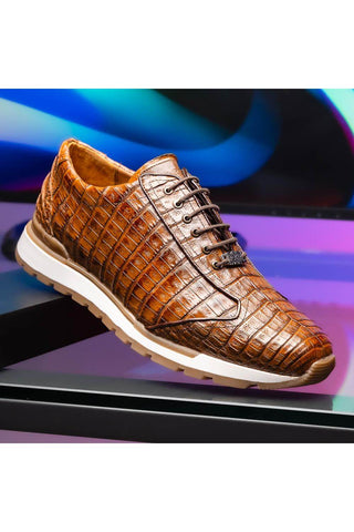 Marco Di Milano Alonzo Bay Apache Genuine Caiman Crocodile Casual Sneakers (MDM1165)-AmbrogioShoes