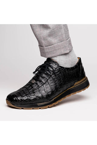 Marco Di Milano Alonzo Caiman Crocodile Sneakers - Black-AmbrogioShoes