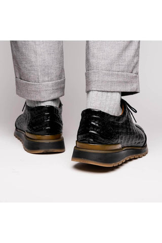 Marco Di Milano Alonzo Caiman Crocodile Sneakers - Black-AmbrogioShoes