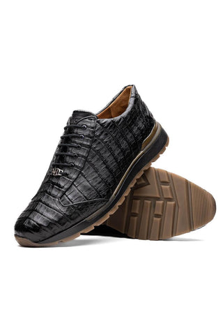 Marco Di Milano Alonzo Caiman Crocodile Sneakers - Black-AmbrogioShoes