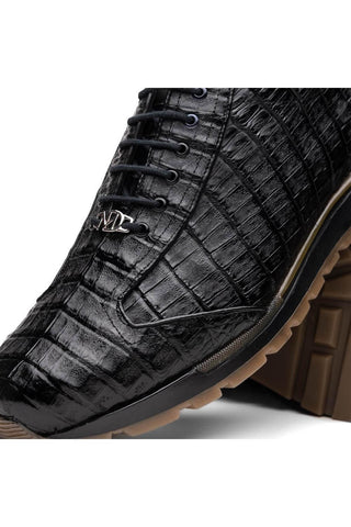 Marco Di Milano Alonzo Caiman Crocodile Sneakers - Black-AmbrogioShoes