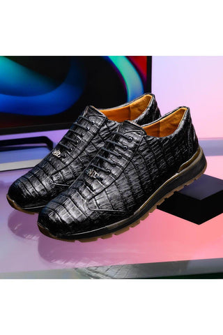 Marco Di Milano Alonzo Caiman Crocodile Sneakers - Black-AmbrogioShoes