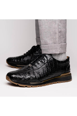 Marco Di Milano Alonzo Caiman Crocodile Sneakers - Black-AmbrogioShoes
