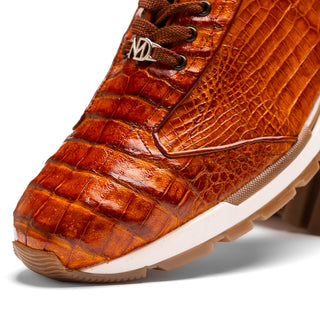 Marco Di Milano Alonzo Men's Shoes Cognac Genuine Caiman Crocodile Casual Sneakers (MDM1165)-AmbrogioShoes