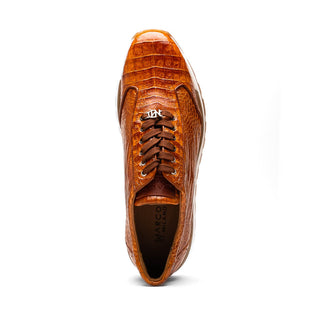 Marco Di Milano Alonzo Men's Shoes Cognac Genuine Caiman Crocodile Casual Sneakers (MDM1165)-AmbrogioShoes