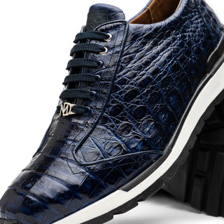 Marco Di Milano Alonzo Men's Shoes Navy Genuine Caiman Crocodile Casual Sneakers (MDM1165)-AmbrogioShoes