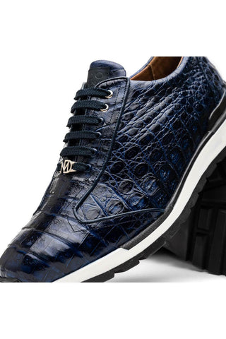Marco Di Milano Alonzo Navy Genuine Caiman Crocodile Casual Sneakers (MDM1165)-AmbrogioShoes