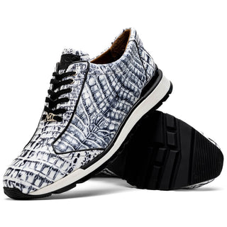 Marco Di Milano Alonzo Newspaper Genuine Caiman Crocodile Casual Sneakers (MDM1165)-AmbrogioShoes