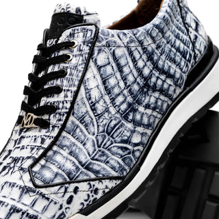 Marco Di Milano Alonzo Newspaper Genuine Caiman Crocodile Casual Sneakers (MDM1165)-AmbrogioShoes