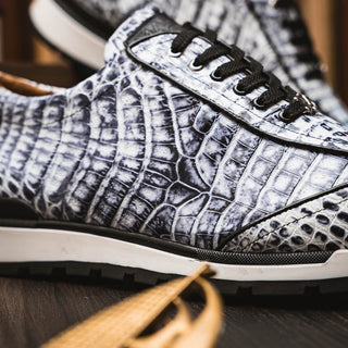 Marco Di Milano Alonzo Newspaper Genuine Caiman Crocodile Casual Sneakers (MDM1165)-AmbrogioShoes
