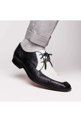 Marco Di Milano Andretti Black & White Exotic Ostrich Leg Derby (MDM1181)-AmbrogioShoes