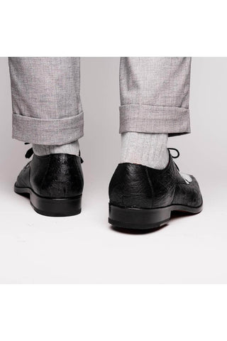Marco Di Milano Andretti Black & White Exotic Ostrich Leg Derby (MDM1181)-AmbrogioShoes