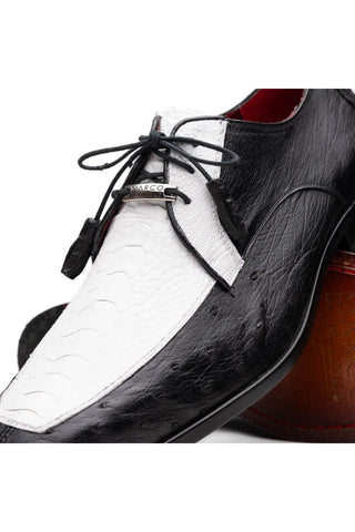 Marco Di Milano Andretti Black & White Exotic Ostrich Leg Derby (MDM1181)-AmbrogioShoes