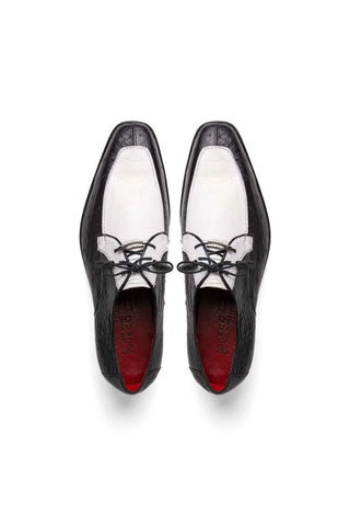 Marco Di Milano Andretti Black & White Exotic Ostrich Leg Derby (MDM1181)-AmbrogioShoes