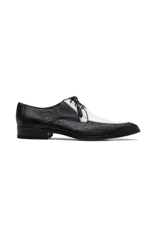 Marco Di Milano Andretti Black & White Exotic Ostrich Leg Derby (MDM1181)-AmbrogioShoes