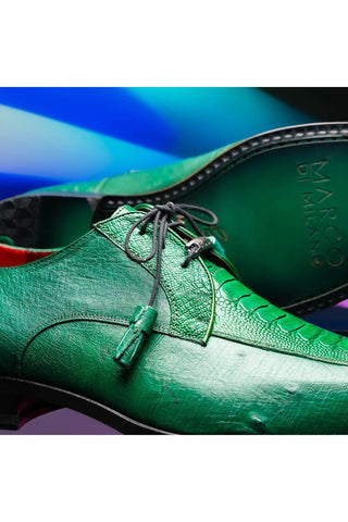 Marco Di Milano Andretti Green Lemon Exotic Ostrich Leg Derby (MDM1181)-AmbrogioShoes