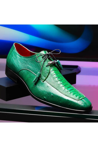Marco Di Milano Andretti Green Lemon Exotic Ostrich Leg Derby (MDM1181)-AmbrogioShoes