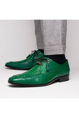 Marco Di Milano Andretti Green Lemon Exotic Ostrich Leg Derby (MDM1181)-AmbrogioShoes