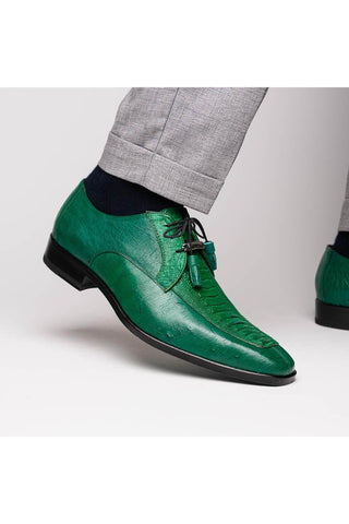 Marco Di Milano Andretti Green Lemon Exotic Ostrich Leg Derby (MDM1181)-AmbrogioShoes