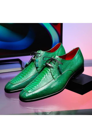 Marco Di Milano Andretti Green Lemon Exotic Ostrich Leg Derby (MDM1181)-AmbrogioShoes