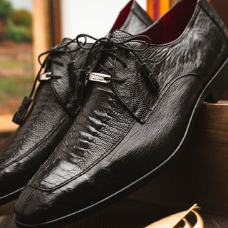 Marco Di Milano Andretti Men's Black Shoes Exotic Ostrich Leg Derby (MDM1181)-AmbrogioShoes