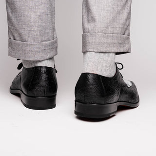 Marco Di Milano Andretti Men's Shoes Black & White Exotic Ostrich Leg Derby (MDM1181)-AmbrogioShoes