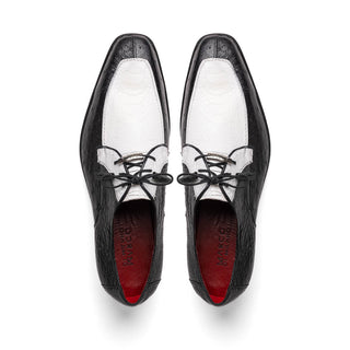 Marco Di Milano Andretti Men's Shoes Black & White Exotic Ostrich Leg Derby (MDM1181)-AmbrogioShoes