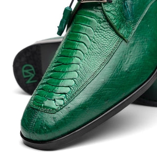 Marco Di Milano Andretti Men's Shoes Green Lemon Exotic Ostrich Leg Derby (MDM1181)-AmbrogioShoes