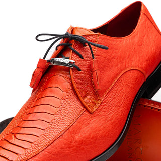 Marco Di Milano Andretti Men's Shoes Orange Exotic Ostrich Leg Derby (MDM1181)-AmbrogioShoes