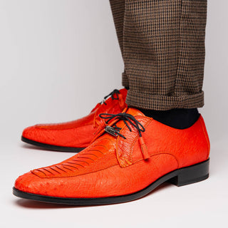 Marco Di Milano Andretti Men's Shoes Orange Exotic Ostrich Leg Derby (MDM1181)-AmbrogioShoes