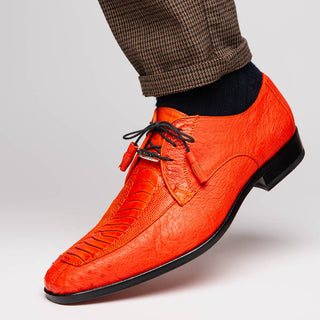 Marco Di Milano Andretti Men's Shoes Orange Exotic Ostrich Leg Derby (MDM1181)-AmbrogioShoes