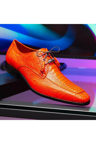 Marco Di Milano Andretti Orange Exotic Ostrich Leg Derby (MDM1181)-AmbrogioShoes