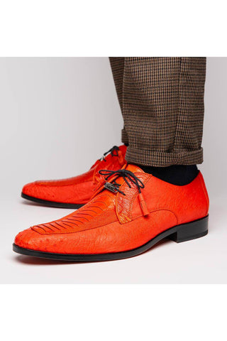 Marco Di Milano Andretti Orange Exotic Ostrich Leg Derby (MDM1181)-AmbrogioShoes
