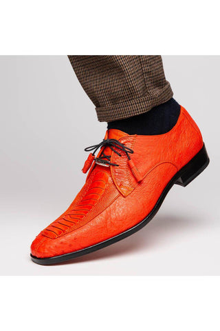Marco Di Milano Andretti Orange Exotic Ostrich Leg Derby (MDM1181)-AmbrogioShoes