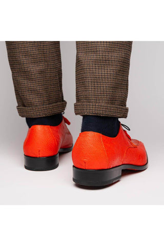 Marco Di Milano Andretti Orange Exotic Ostrich Leg Derby (MDM1181)-AmbrogioShoes