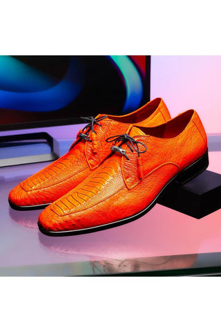 Marco Di Milano Andretti Orange Exotic Ostrich Leg Derby (MDM1181)-AmbrogioShoes