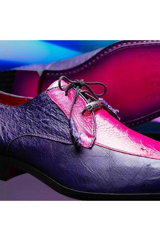 Marco Di Milano Andretti Pink & Purple Exotic Ostrich Leg Derby (MDM1181)-AmbrogioShoes