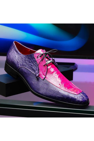 Marco Di Milano Andretti Pink & Purple Exotic Ostrich Leg Derby (MDM1181)-AmbrogioShoes