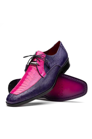 Marco Di Milano Andretti Pink & Purple Exotic Ostrich Leg Derby (MDM1181)-AmbrogioShoes